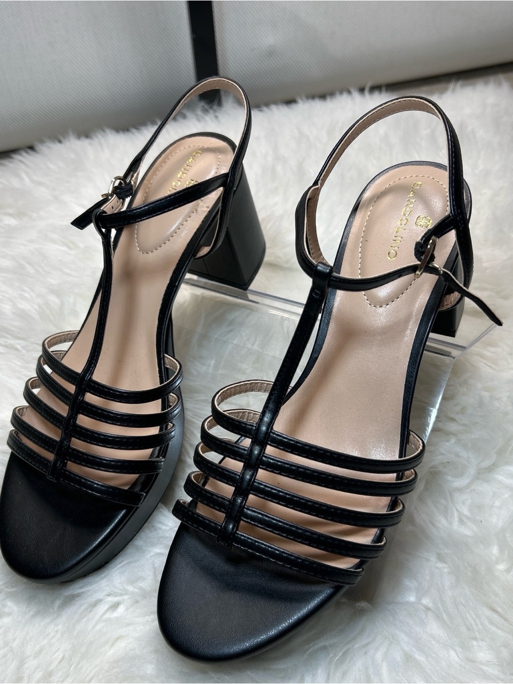 Bandolino Black Multi-Strap Block Heel Sandals